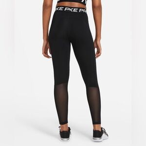 nike pro women's mid-rise mesh-paneled leggings xxs, black